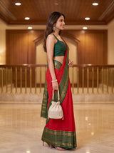 MIMOSA Red Saree Saree — pose 3 styling detail