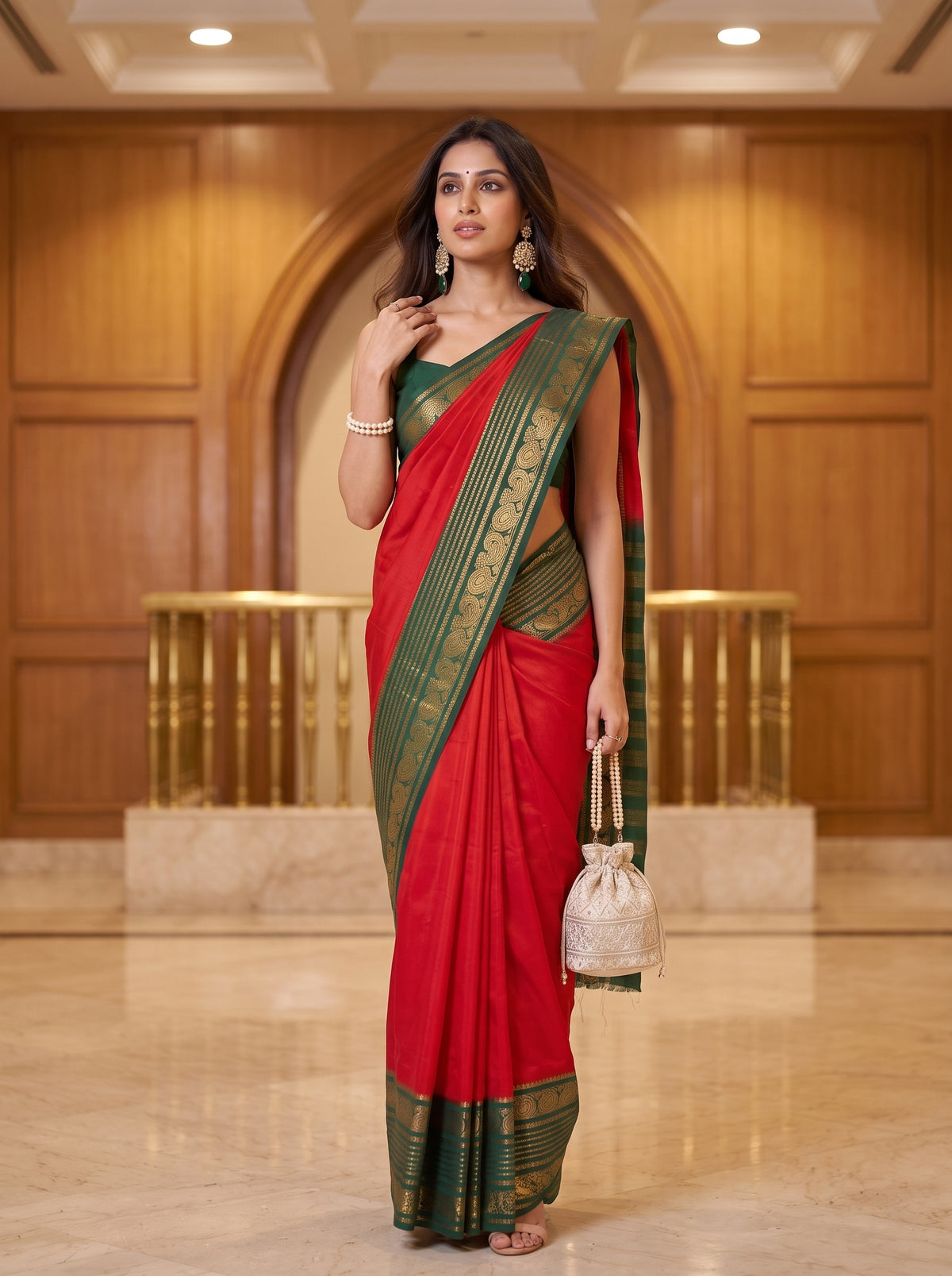 MIMOSA Red Saree Saree — pose 5 styling detail