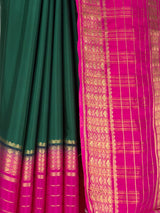 MIMOSA Bottle Green Mysore Silk crepe Saree — Saree border detail