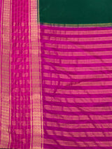 MIMOSA Bottle Green Mysore Silk crepe Saree — Saree pleats detail