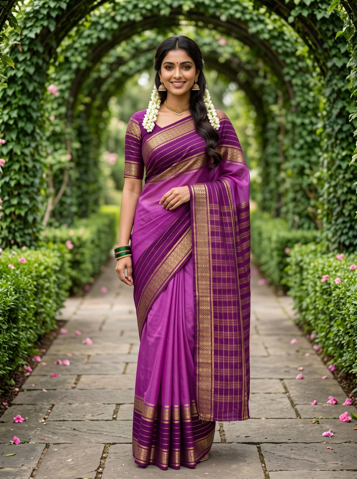 MIMOSA Lavender Mysore Silk crepe Saree — Full pose