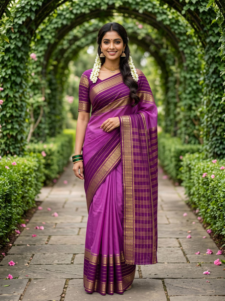 MIMOSA Lavender Mysore Silk crepe Saree — Full pose