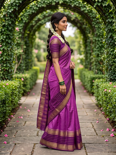 MIMOSA Lavender Mysore Silk crepe Saree — Close-up face