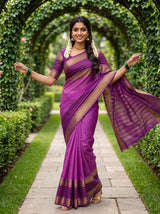 MIMOSA Lavender Mysore Silk crepe Saree — Model lifestyle
