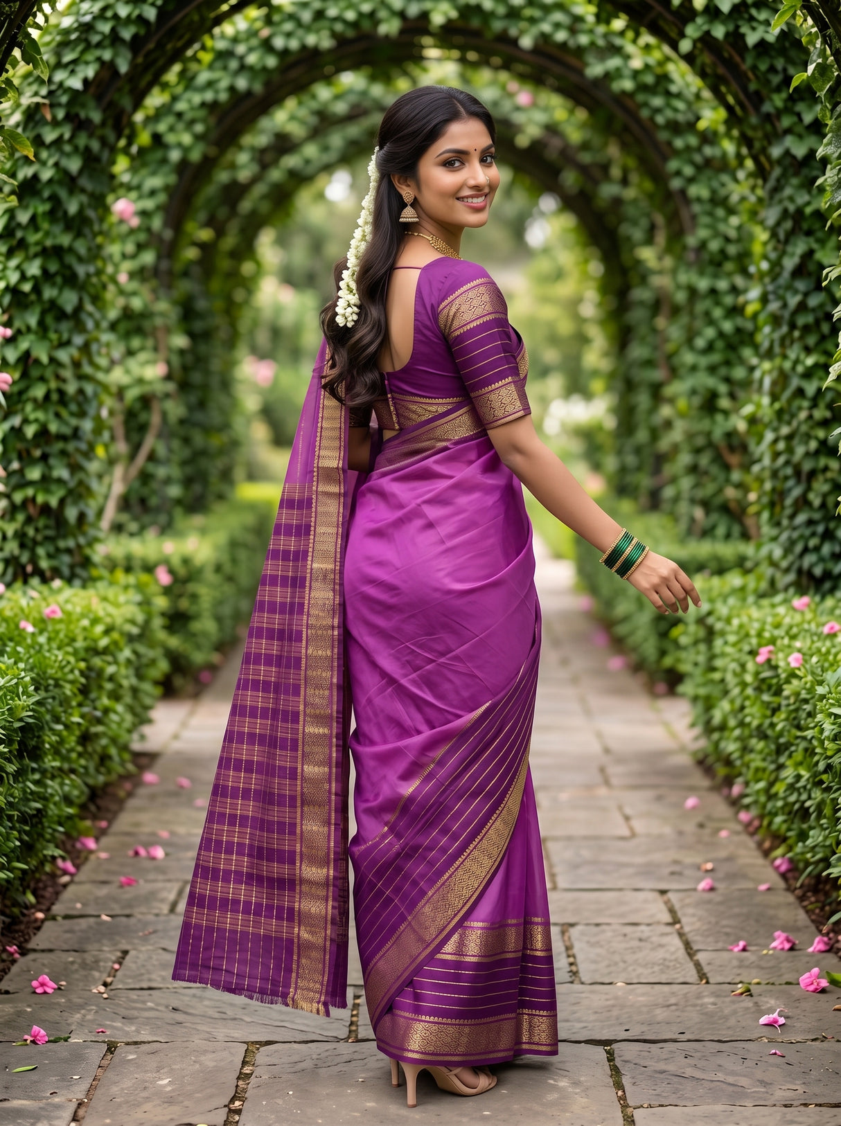 MIMOSA Lavender Mysore Silk crepe Saree — Saree pallu detail