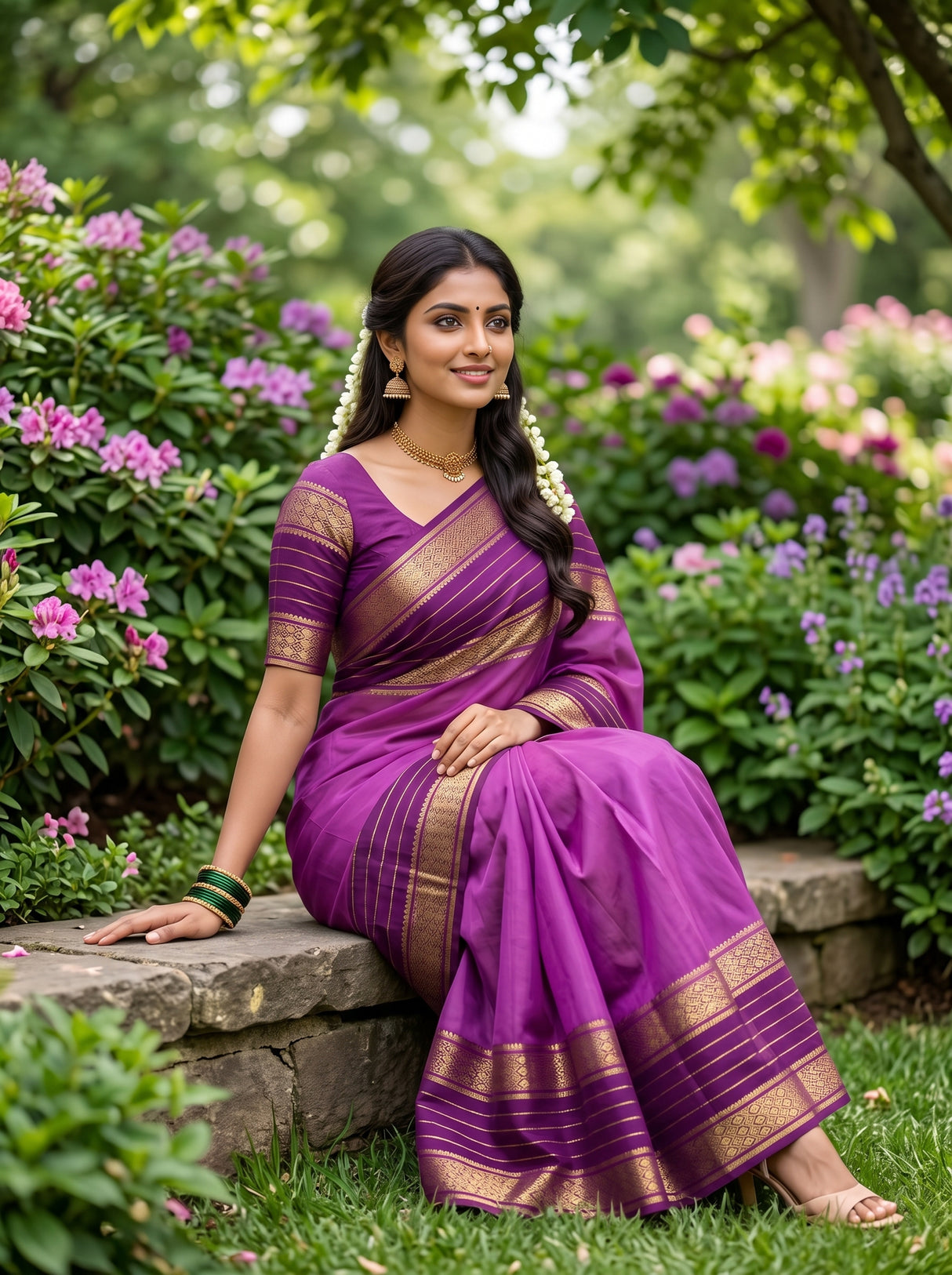 MIMOSA Lavender Mysore Silk crepe Saree — Model hand detail