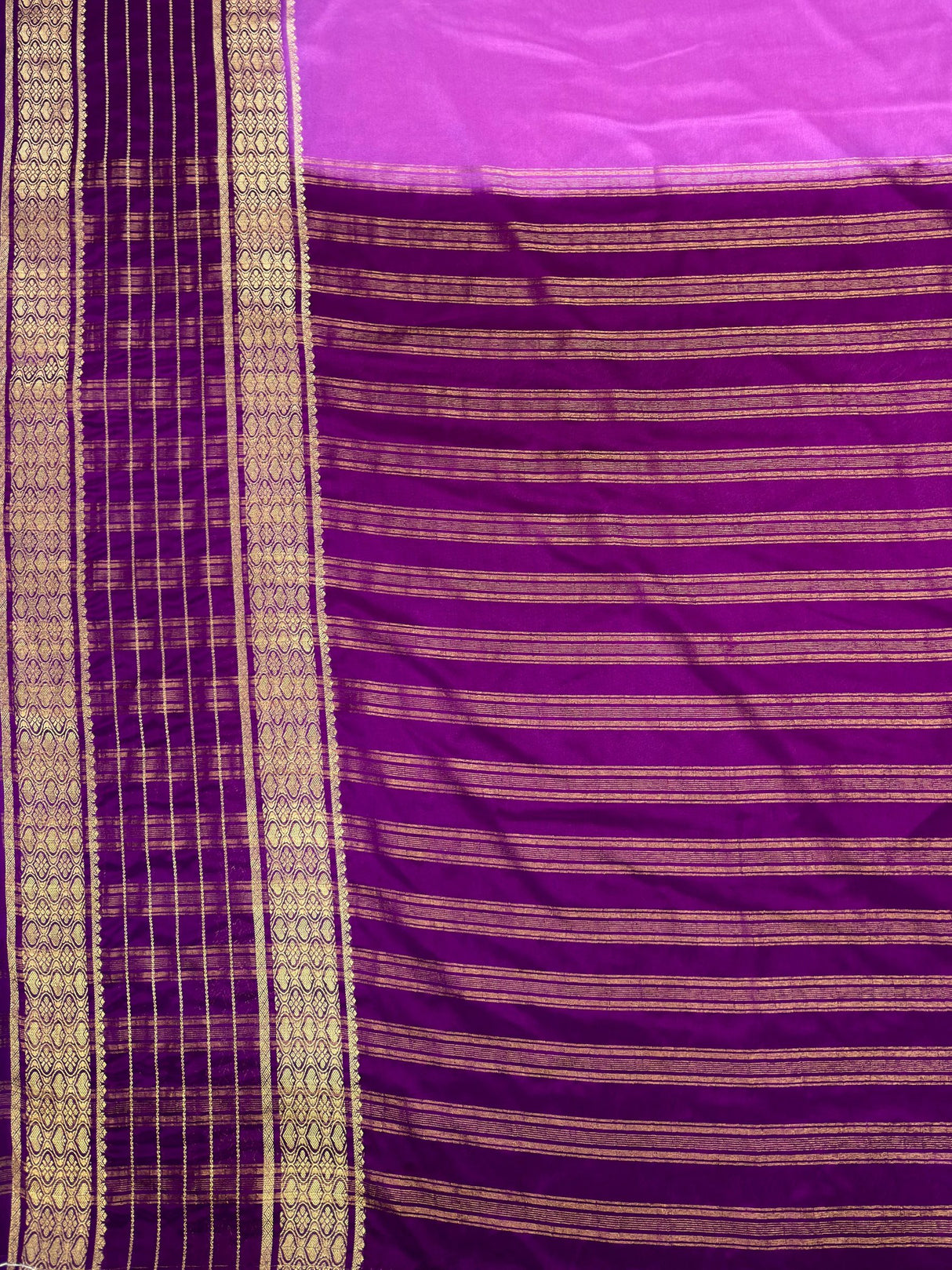 MIMOSA Lavender Mysore Silk crepe Saree — Saree pleats detail