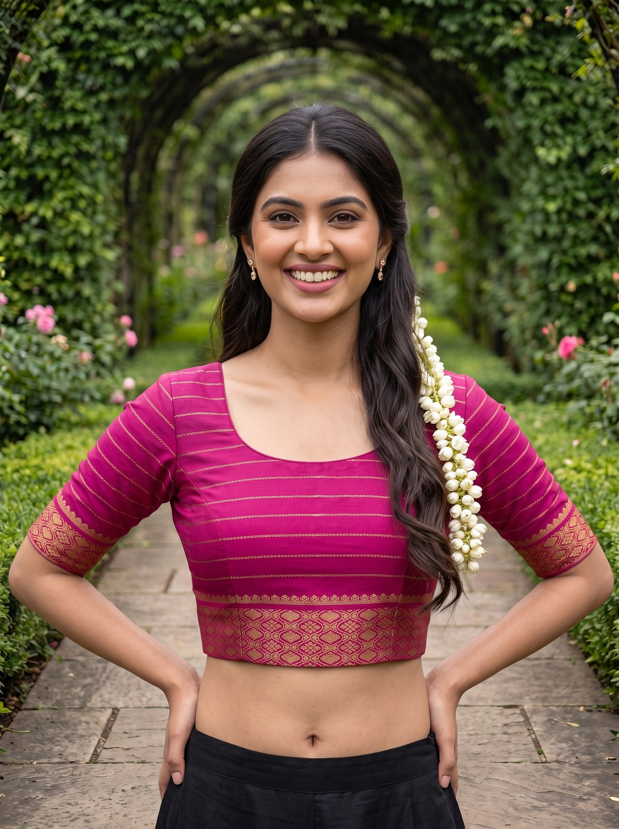 MIMOSA Navy Mysore Silk crepe Saree — Saree pleats detail