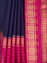 MIMOSA Navy Mysore Silk crepe Saree — Model full length