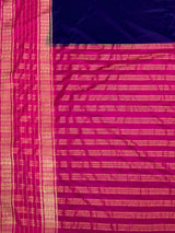 MIMOSA Navy Mysore Silk crepe Saree — pallu and zari work detail