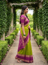 MIMOSA Olive Mysore Silk crepe Saree — Saree detail