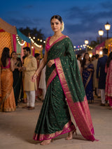 MIMOSA Bottle Green Saree Saree — pose 6 styling detail