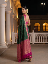 MIMOSA Bottle Green Saree Saree — pose 7 styling detail