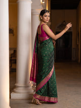 MIMOSA Bottle Green Saree Saree — pose 9 styling detail