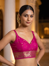 MIMOSA Bottle Green Saree Saree — blouse close-up