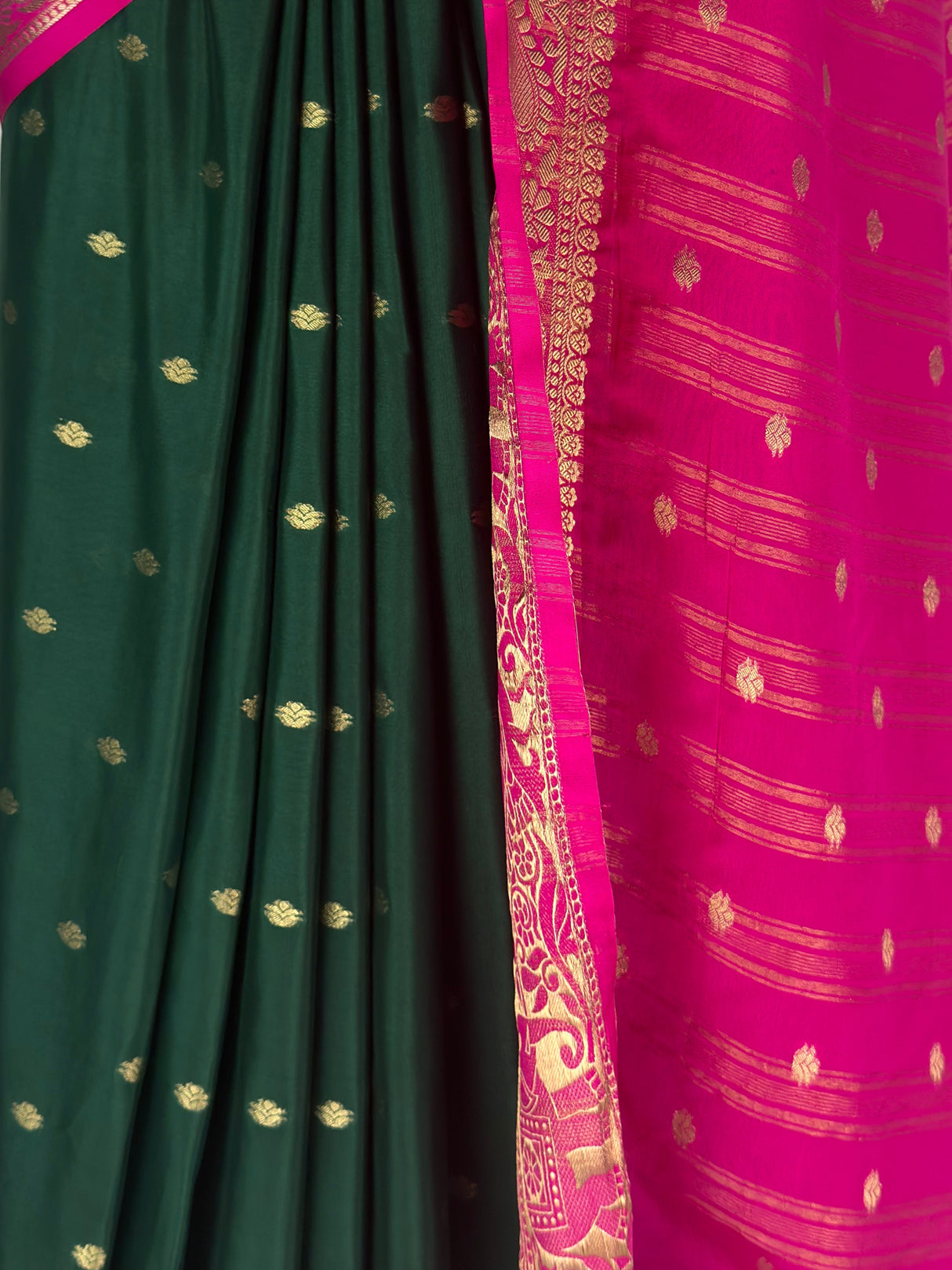 MIMOSA Bottle Green Saree Saree — fleets shot full lifestyle