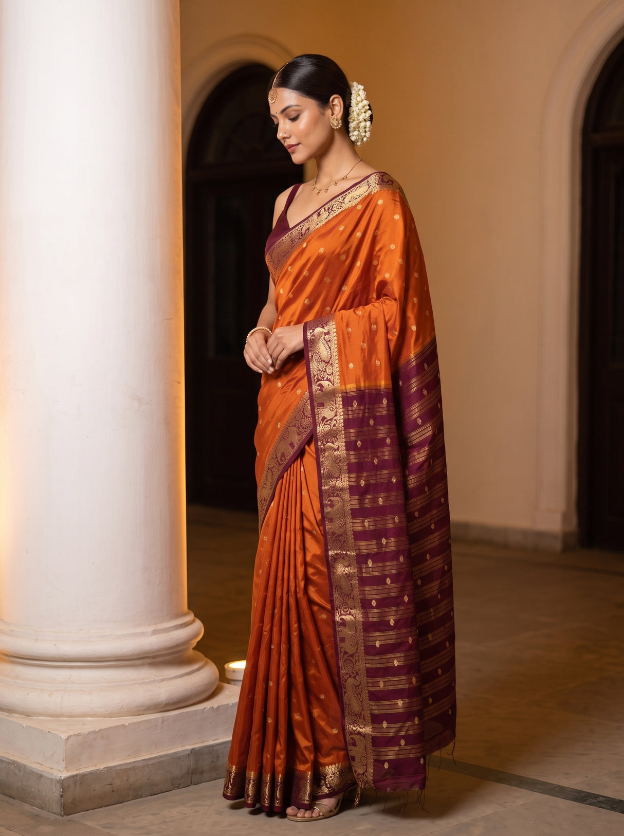 MIMOSA Mustard Saree Saree — pose 3 styling detail