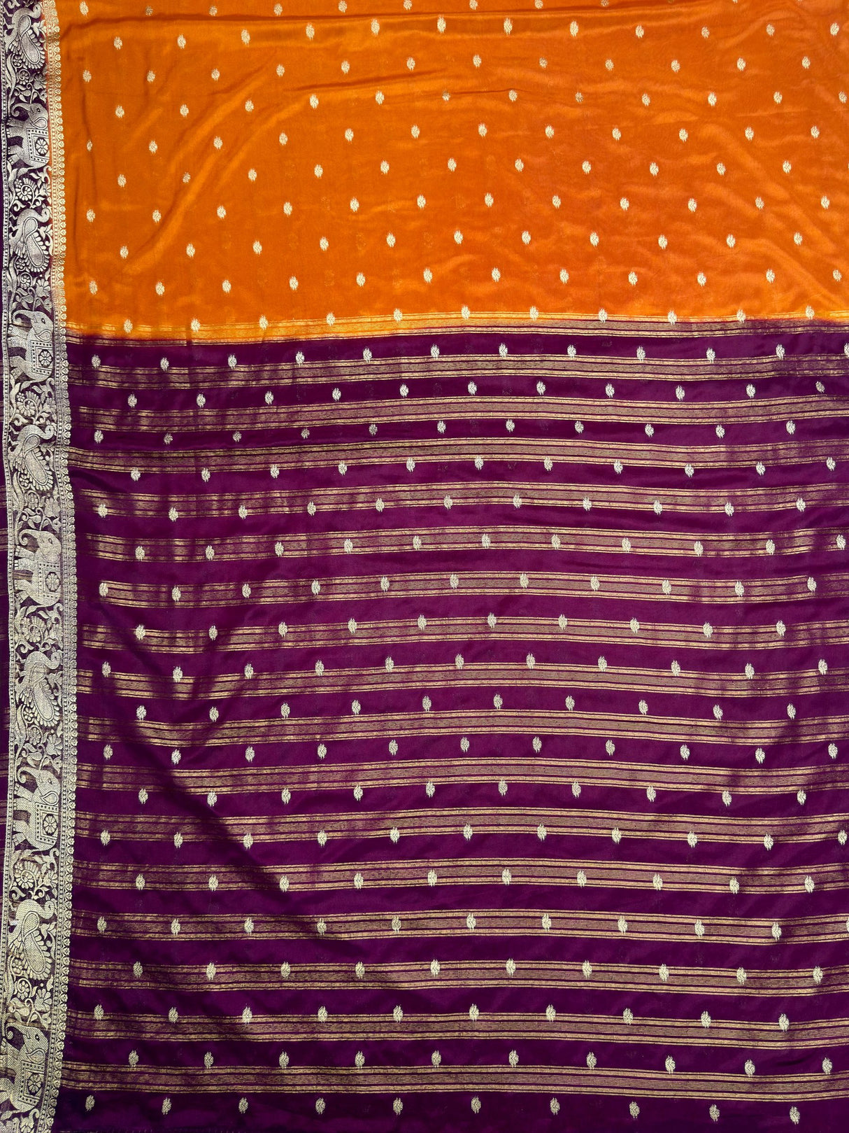 MIMOSA Mustard Saree Saree — pallu and zari work detail