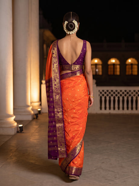 MIMOSA Peach Saree Saree — pose 2 styling detail