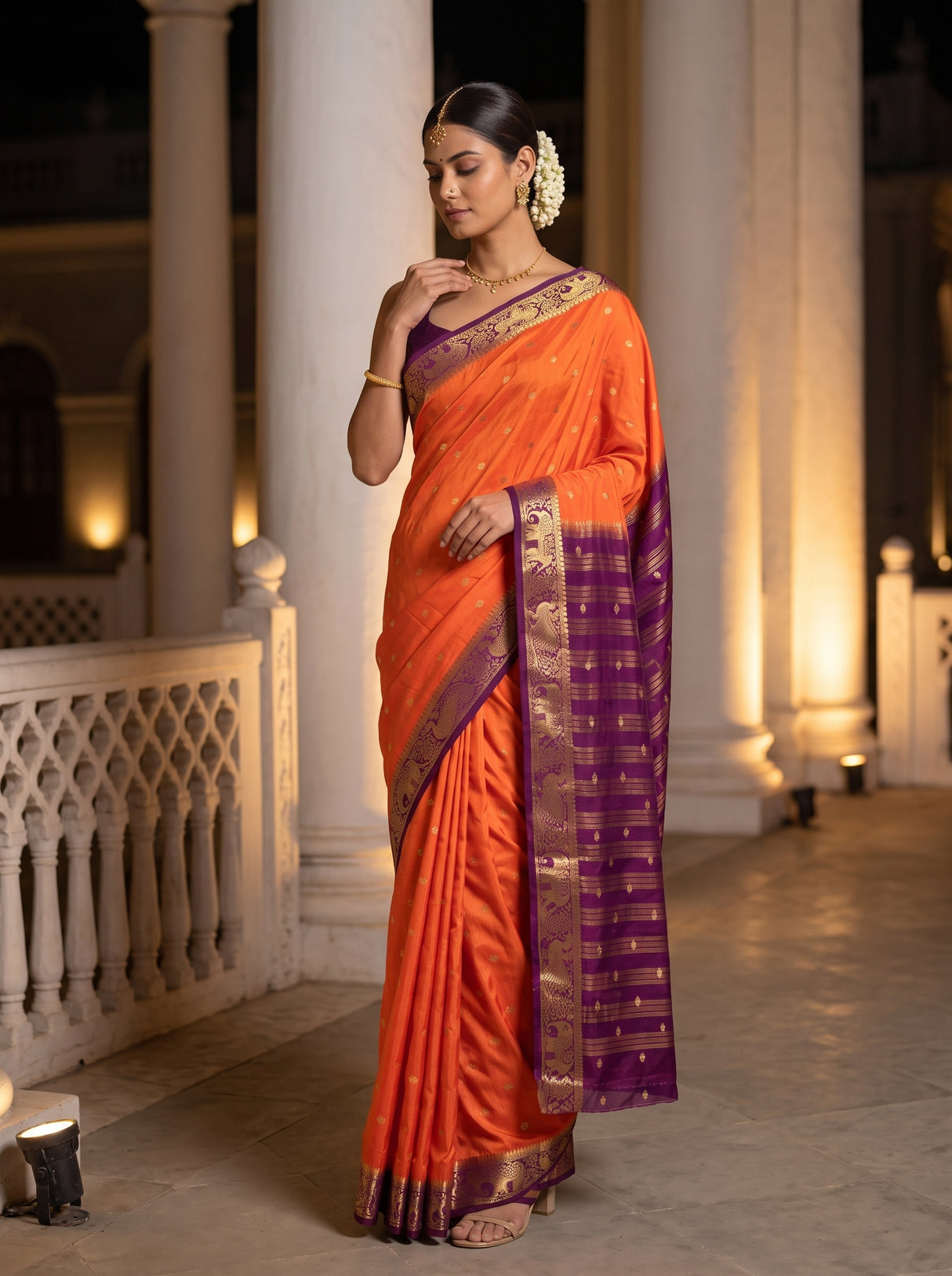 MIMOSA Peach Saree Saree — pose 5 styling detail