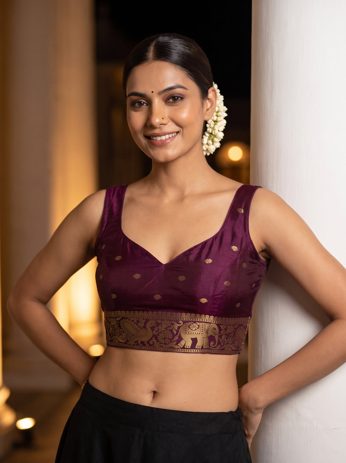 MIMOSA Peach Saree Saree — blouse close-up