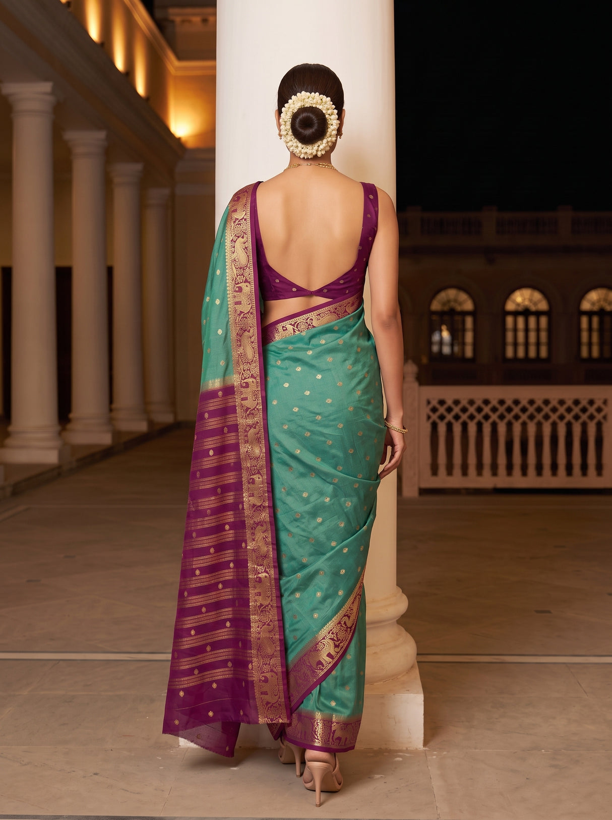 MIMOSA Pista Saree Saree — pose 2 styling detail