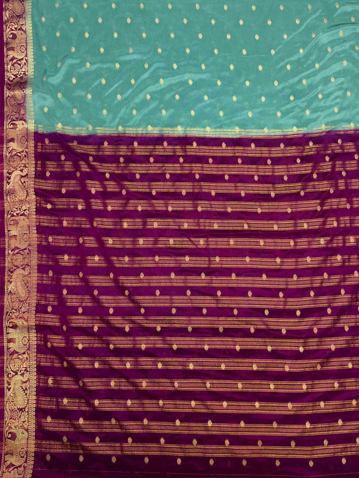 MIMOSA Pista Saree Saree — pallu and zari work detail