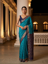 MIMOSA Sapphire Saree Saree — front view on mannequin