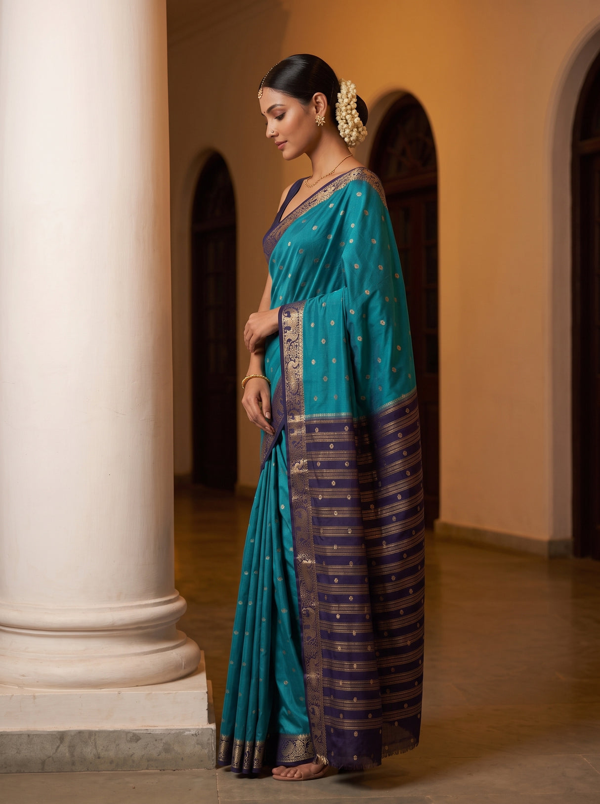 MIMOSA Sapphire Saree Saree — pose 3 styling detail