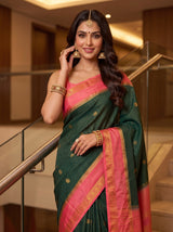 MIMOSA Bottle Green Saree Saree — pose 10 styling detail
