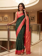MIMOSA Bottle Green Saree Saree — pose 5 styling detail