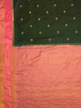 MIMOSA Bottle Green Saree Saree — pallu and zari work detail