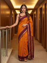 MIMOSA Gold Saree Saree — front view on mannequin