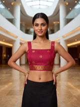MIMOSA Peach Saree Saree — blouse close-up
