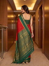 MIMOSA Red Saree Saree — pose 2 styling detail