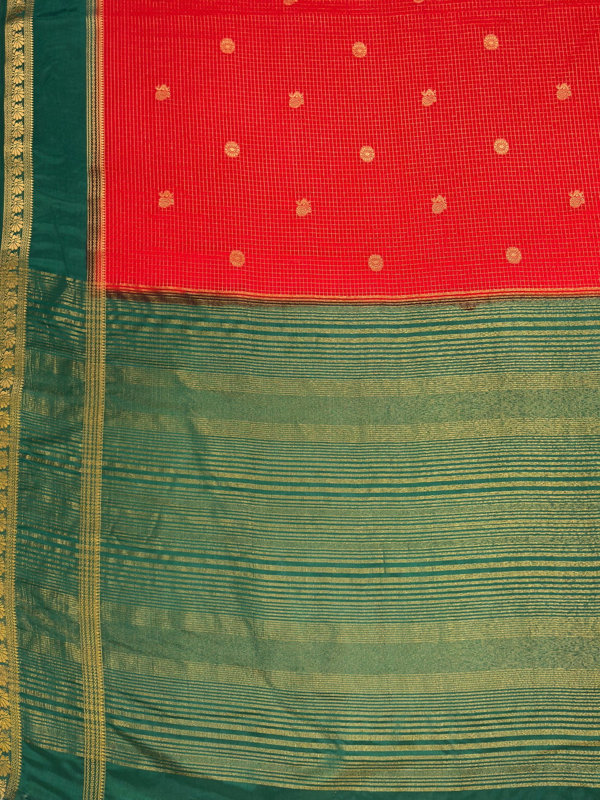 MIMOSA Red Saree Saree — pallu and zari work detail