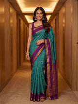 MIMOSA Sapphire Saree Saree — front view on mannequin