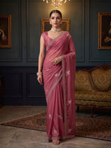 MIMOSA Gajari Banarasi chiffon Saree — pose 6 styling detail