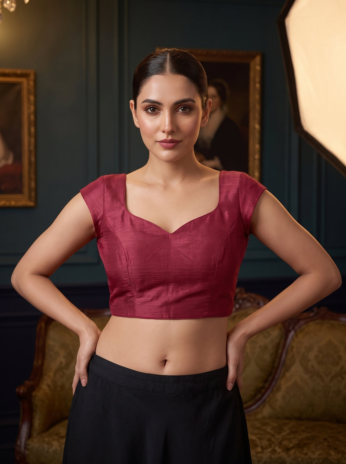 MIMOSA Gajari Banarasi chiffon Saree — blouse close-up
