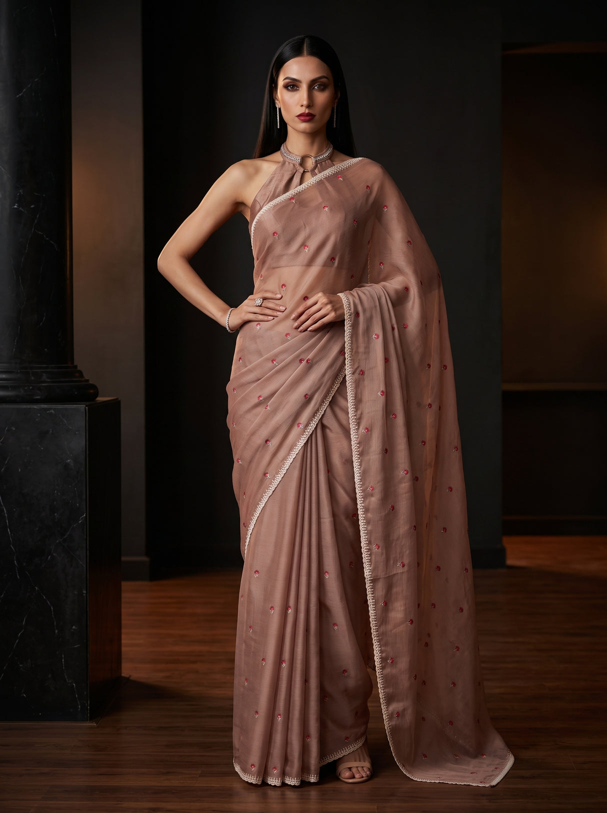 MIMOSA Tussar Saree Saree — front view on mannequin