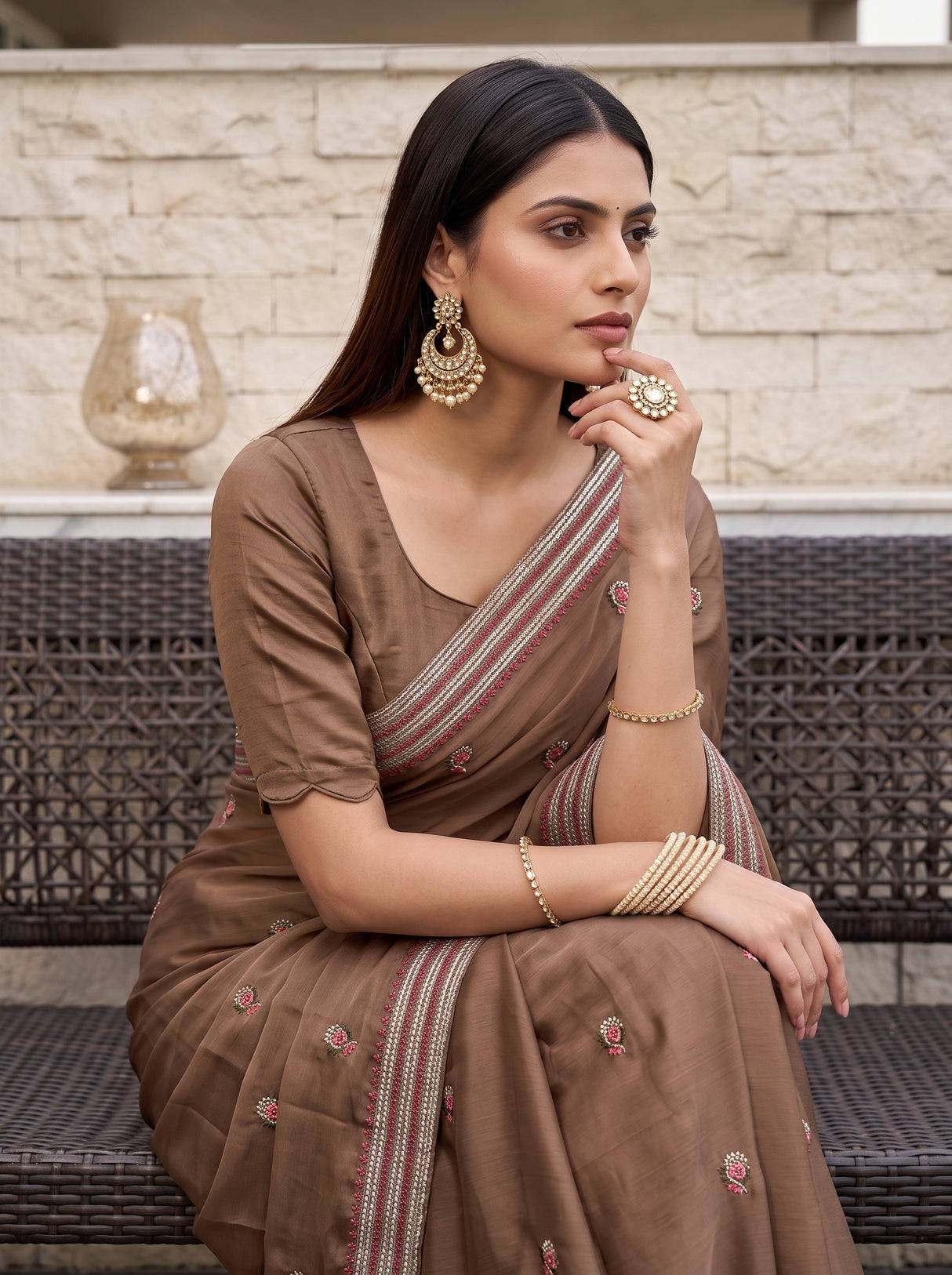 MIMOSA Chiku Saree Saree — pose 10 styling detail
