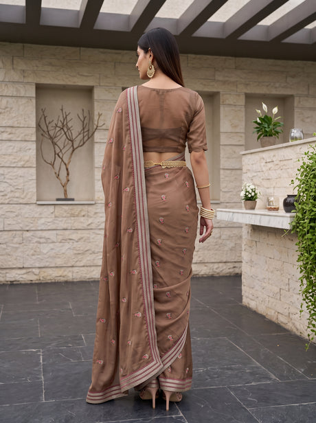 MIMOSA Chiku Saree Saree — pose 2 styling detail