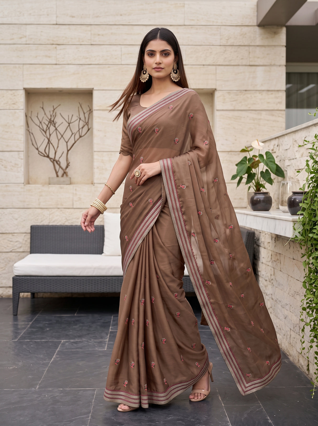MIMOSA Chiku Saree Saree — pose 9 styling detail