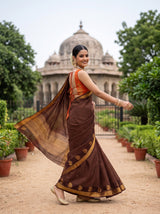 MIMOSA Chocolate Saree Saree — pose 9 styling detail