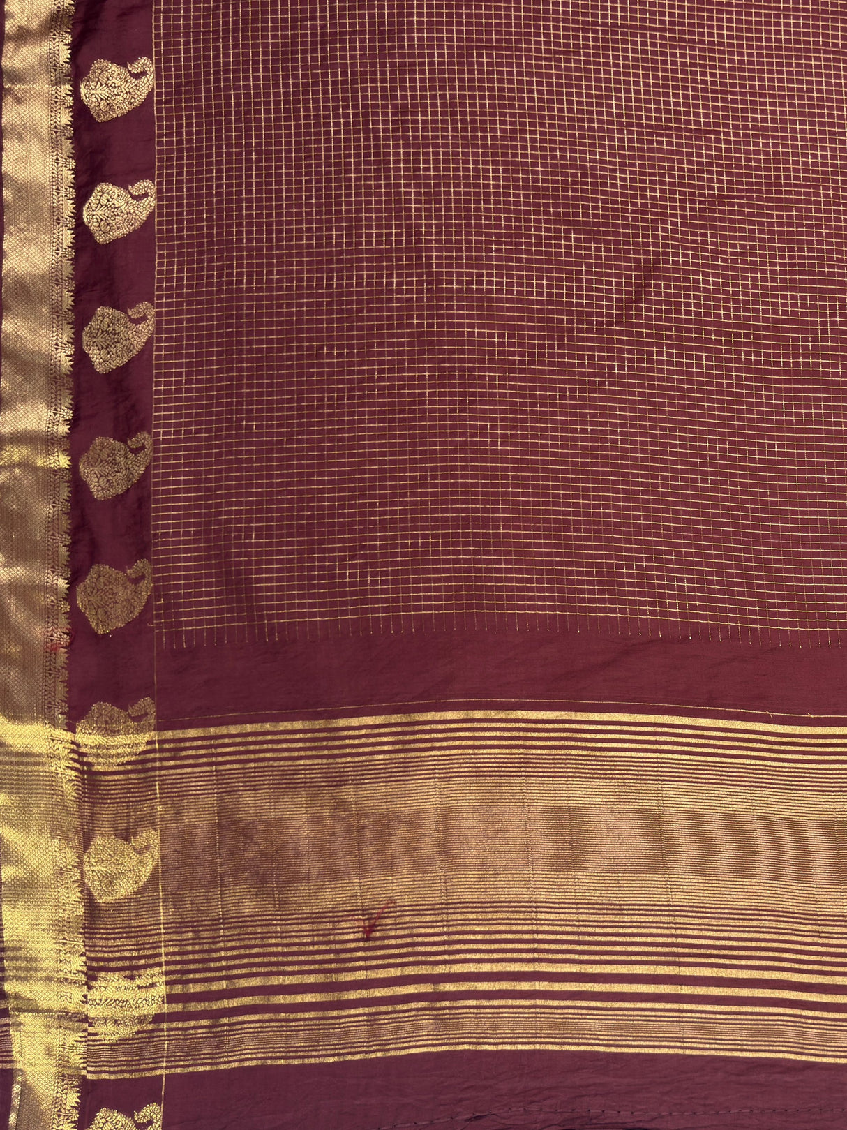 MIMOSA Chocolate Saree Saree — pallu and zari work detail