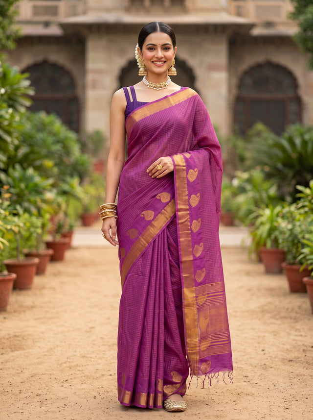 MIMOSA Gajari Kanjivaram Art Silk Saree — Model lifestyle pose