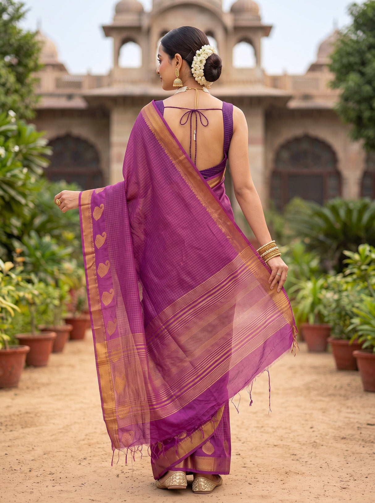 MIMOSA Gajari Kanjivaram Art Silk Saree — Saree pallu and body shot