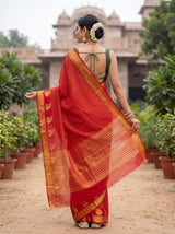 MIMOSA Red Kanjivaram Art Silk Saree — Saree pallu and body shot