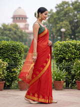 MIMOSA Red Saree Saree — pose 3 styling detail