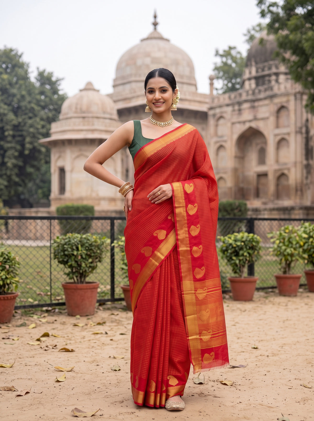 MIMOSA Red Saree Saree — pose 4 styling detail